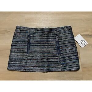Chaser Woven Mini‎ Skirt Silk Blend Metallic Stripe Womens Sz XS Boho Chic